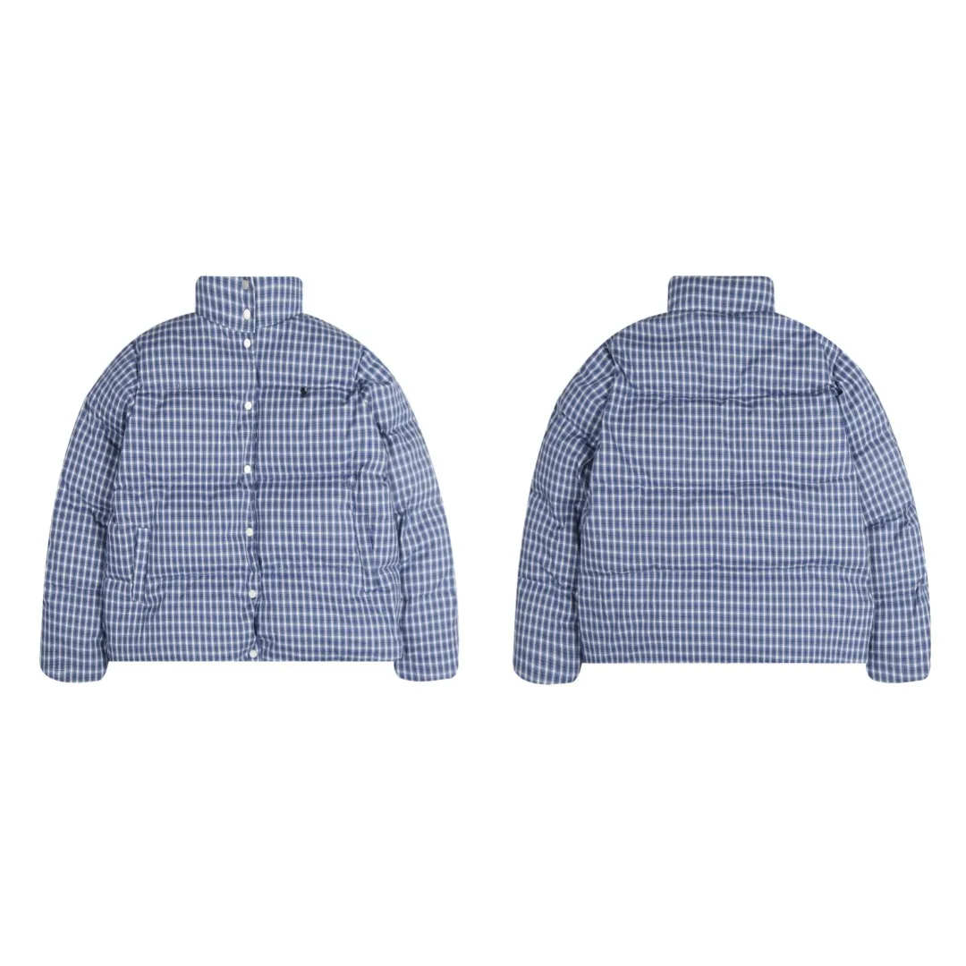 P510 White background picture [Popular item] Style number: 24383# Color: Blue Check Size: S to The hem contains a hidden elastic drawstring✅ - RL lazy little blue plaid down jacket, a must-have item for home girls. The small blue plaid for the face is soft and white in color. The style and materials add points to the appearance. It is not greasy for daily wear. The blue plaid is refreshing and brings together the colors. Make a fashionable and conspicuous bag in dull winter.